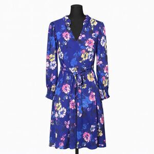 NWT $109 Jessica Howard Chiffon Floral Long Sleeve Midi Dress Size 10P